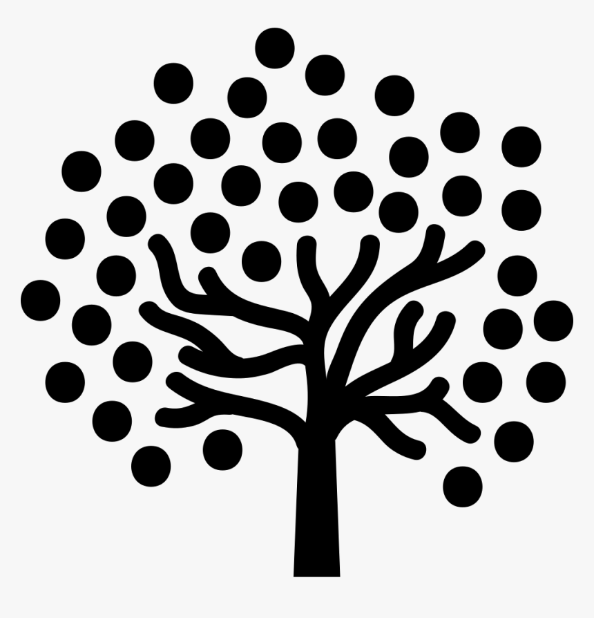 Tree Of Dots Foliage - Fruit Tree Icon Black White, HD Png Download, Free Download