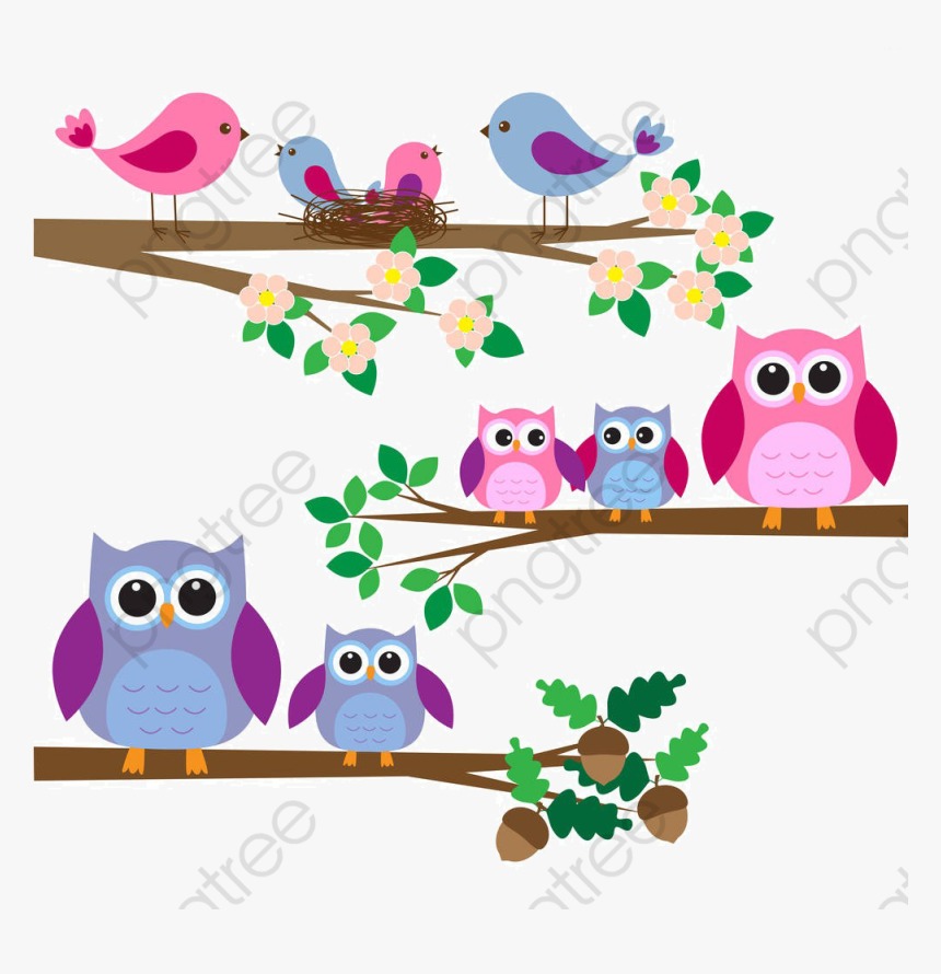 Bird Clipart Tree - Imagenes De Buhos En Ramas, HD Png Download, Free Download