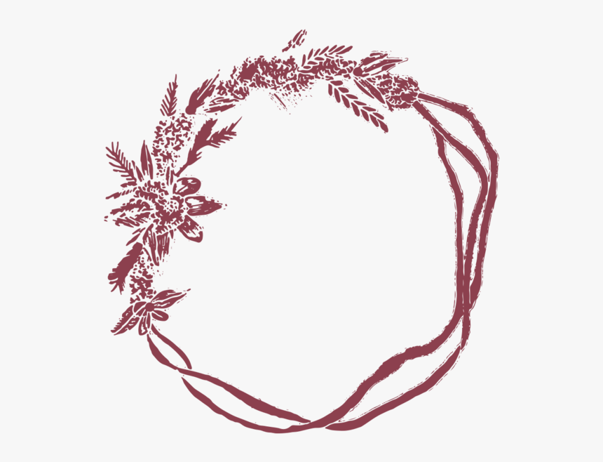 Film And Foliage Wreath Burgandy - Drawing, HD Png Download, Free Download