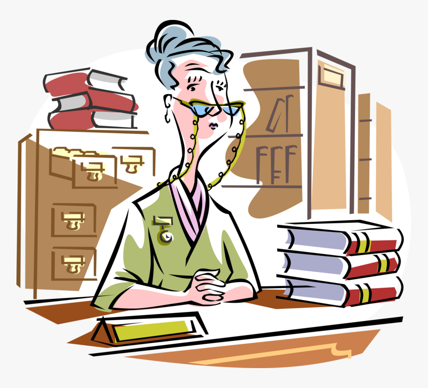 Vector Illustration Of Old Spinster Librarian With - Welfare And Social Security, HD Png Download, Free Download