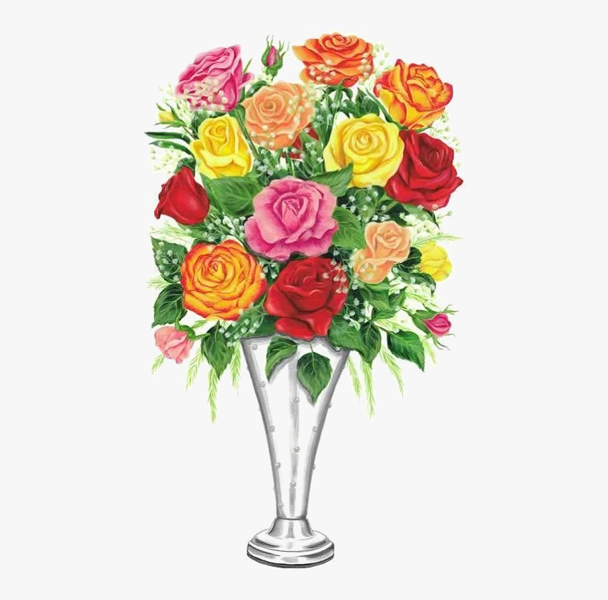 Transparent Beautiful Flower Vase With Flowers Png - Rose, Png Download, Free Download