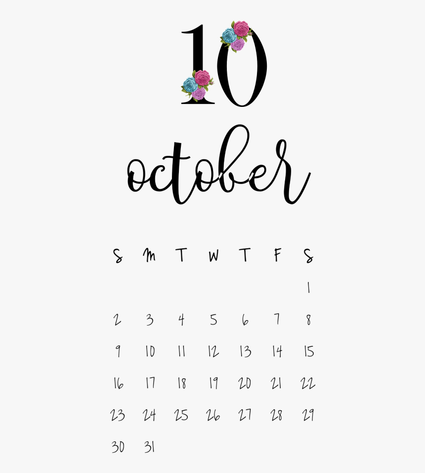 October Creative Calendar, Calendar Design, 2018 Printable - Wedding Calendar October 2019, HD Png Download, Free Download