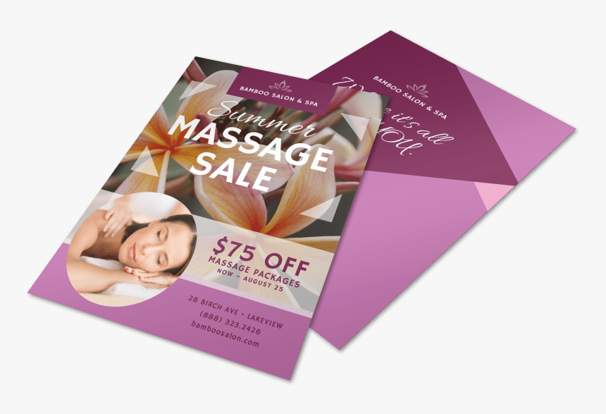 Summer Massage Special Offer Flyer Template Preview - Massage Flyers, HD Png Download, Free Download