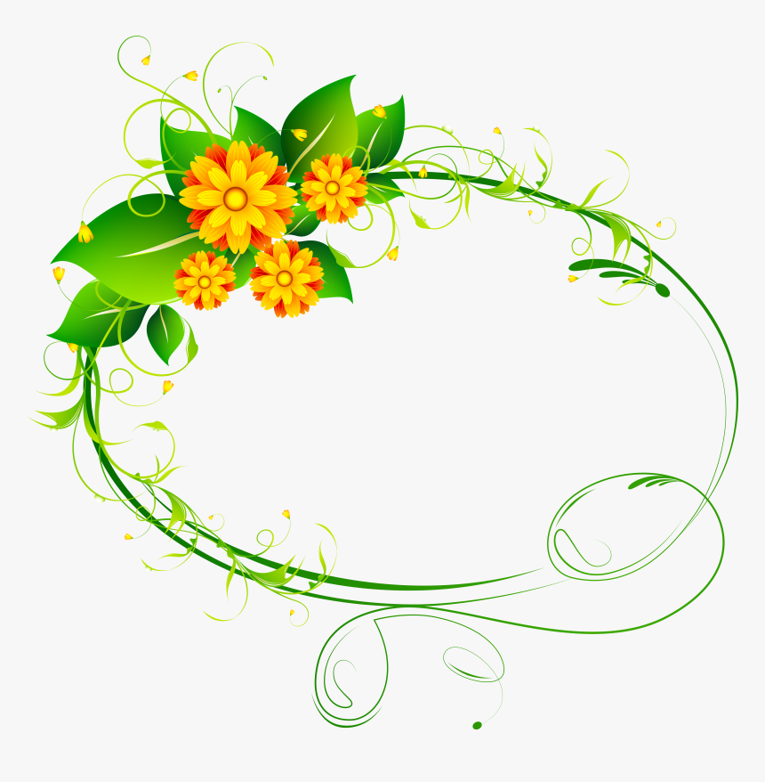 Decor Png Clip Art Image Flower Frame - Flower Oval Frame Png, Transparent Png, Free Download