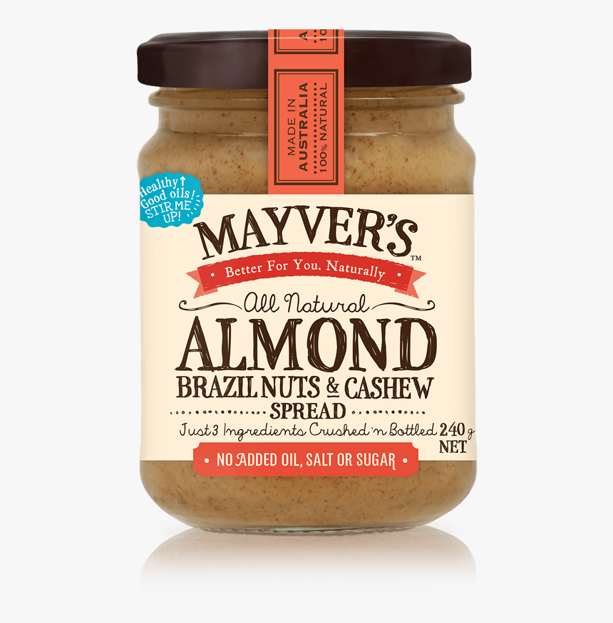 Mayver"s Almond Brazil Nuts And Cashew Spread - Mayvers Almond Brazil And Cashew, HD Png Download, Free Download