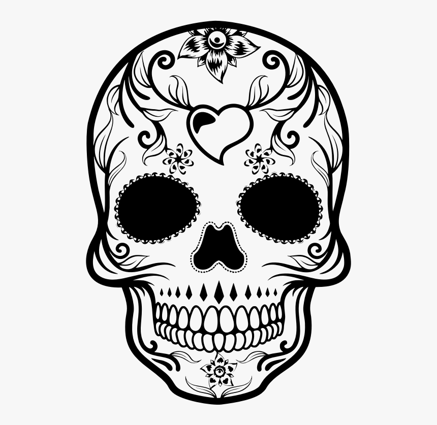 Day Of The Dead Sugar Skull - Day Of The Dead Skull Drawing, HD Png Download, Free Download