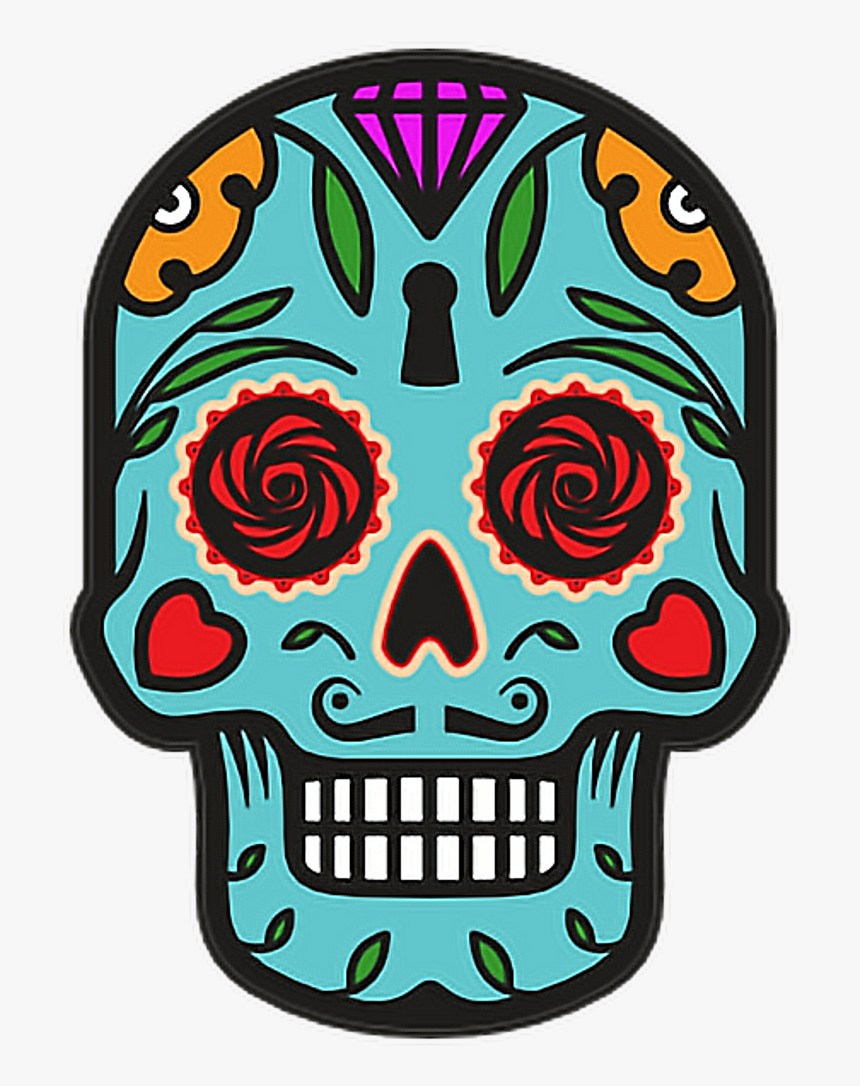 Catrina Skull Halloween Diademuertos Blue Flowers Happy - Day Of The Dead Skull Clipart, HD Png Download, Free Download