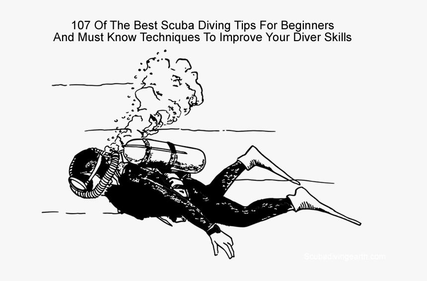 107 Top Scuba Diving Tips For Beginners - Scuba Diving Clipart Black And White, HD Png Download, Free Download