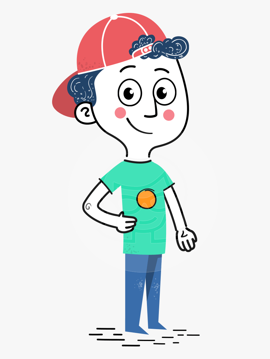 Cute Flat Hand Drawn Kid Cartoon Vector Character Aka - Hand Drawn Character Illustration, HD Png Download, Free Download