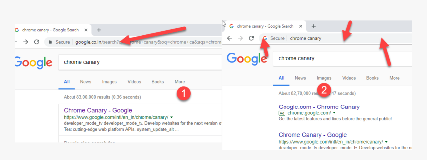 Chrome With And Without Search Url For Query In Omnibox - Google, HD Png Download, Free Download