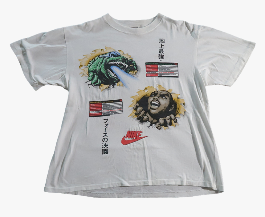 Rare Vintage Nike T Shirt 80s 90s Tee - Godzilla Vs Barkley Nike T Shirt, HD Png Download, Free Download