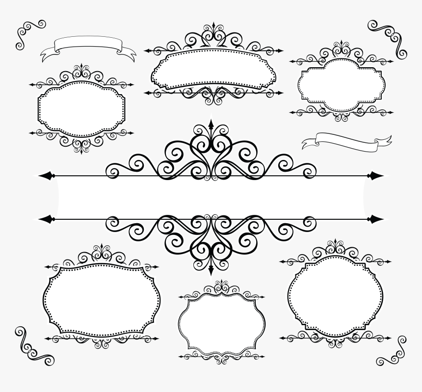 Transparent Black Lace Border Png - Vintage Encaje Etiquetas Diseño, Png Download, Free Download