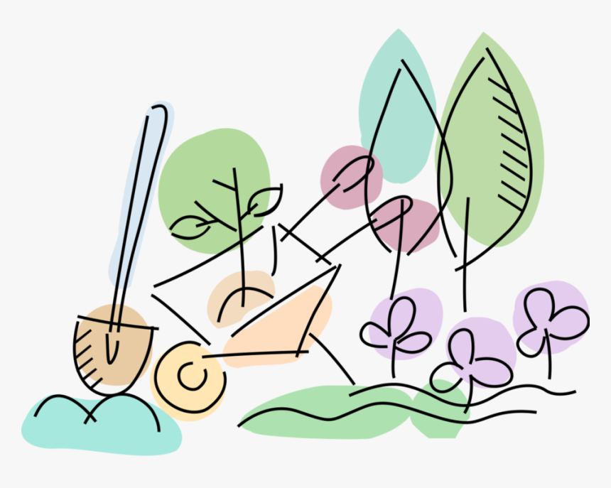 Vector Illustration Of Gardening Wheelbarrow With Shovel, HD Png Download, Free Download