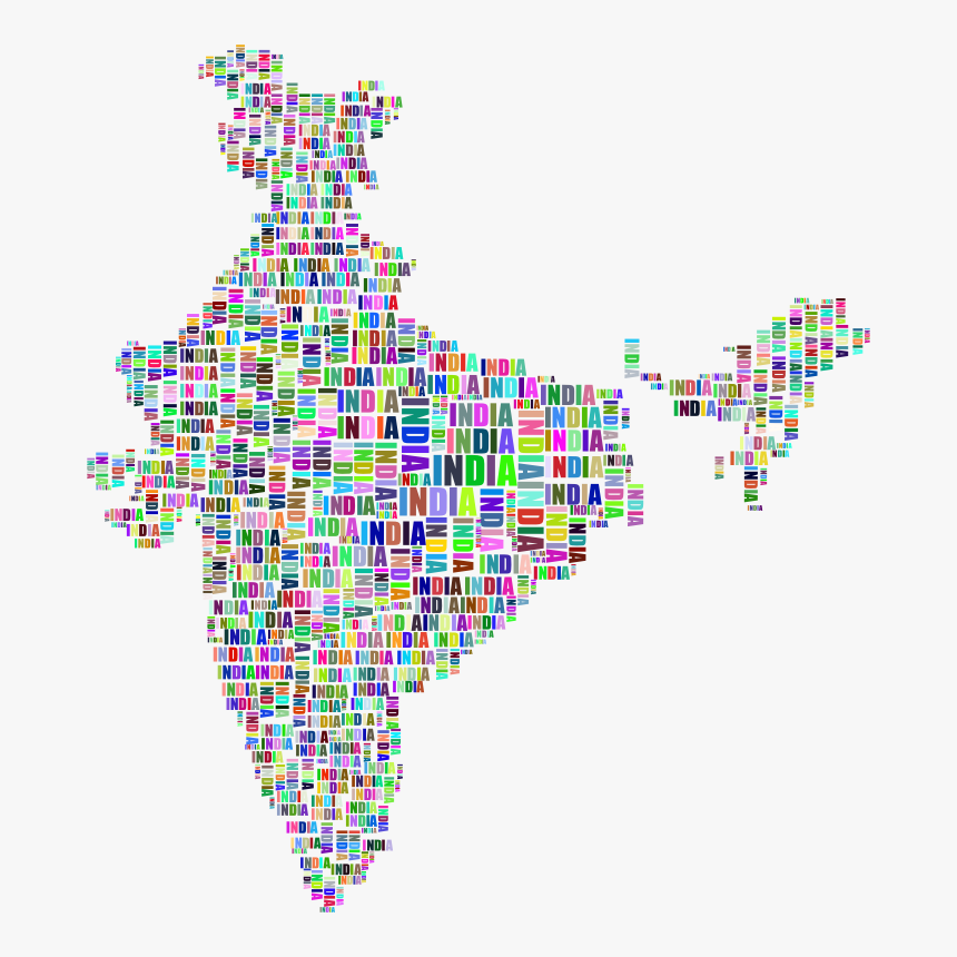 India Map Typography Prismatic - Typography India Map, HD Png Download, Free Download
