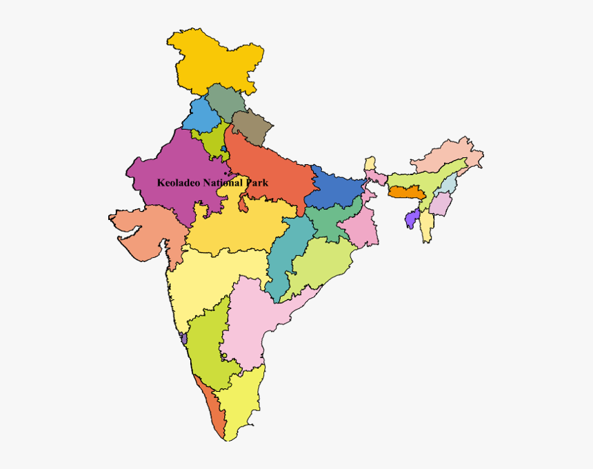 A Map Of India With The Location Of Keoladeo National - Keoladeo National Park Location On Map, HD Png Download, Free Download