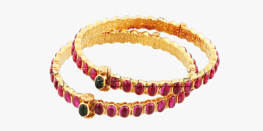 Exclusive Jewellery Design - Red Stone Gold Bangles Design, HD Png Download, Free Download