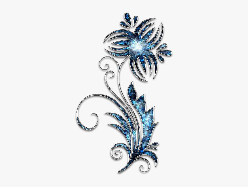 Decor, Ornament, Jewelry, Flower, Blue, Silver - Blue Silver Flower Png, Transparent Png, Free Download