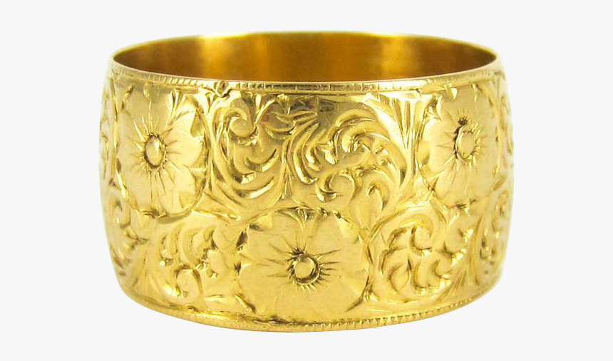 Womens Wide Gold Wedding Band Vintage, HD Png Download, Free Download