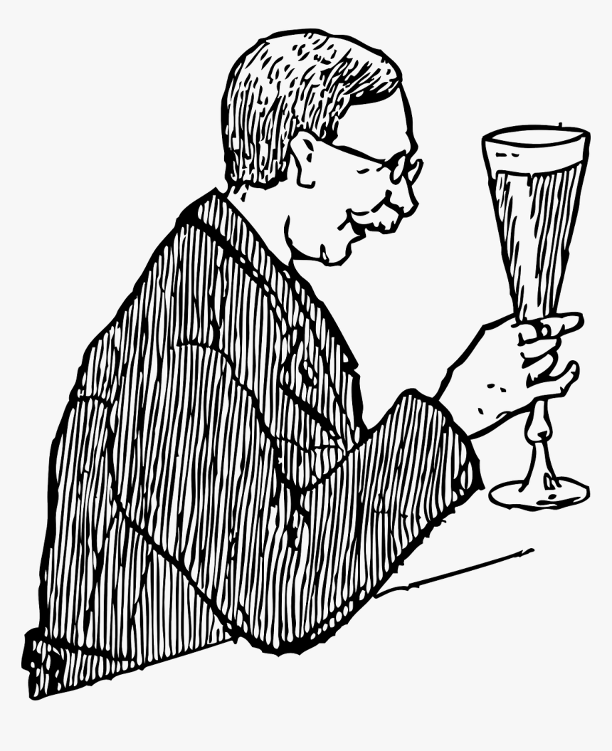 Drawing Of A Man Drinking, HD Png Download, Free Download