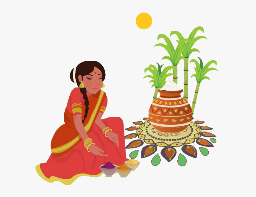 Pongal - Pongal Festival Clipart Black And White, HD Png Download, Free Download