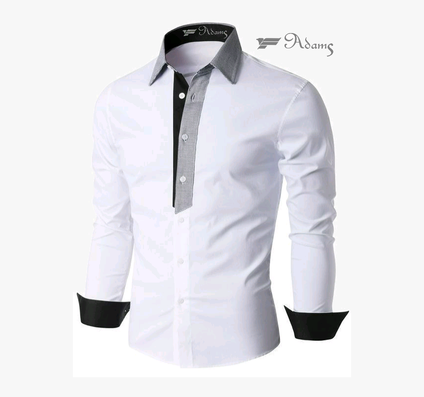 Adams White Cotton Shirt 1511832935foqlgv - Shirt Pattern For Men, HD Png Download, Free Download