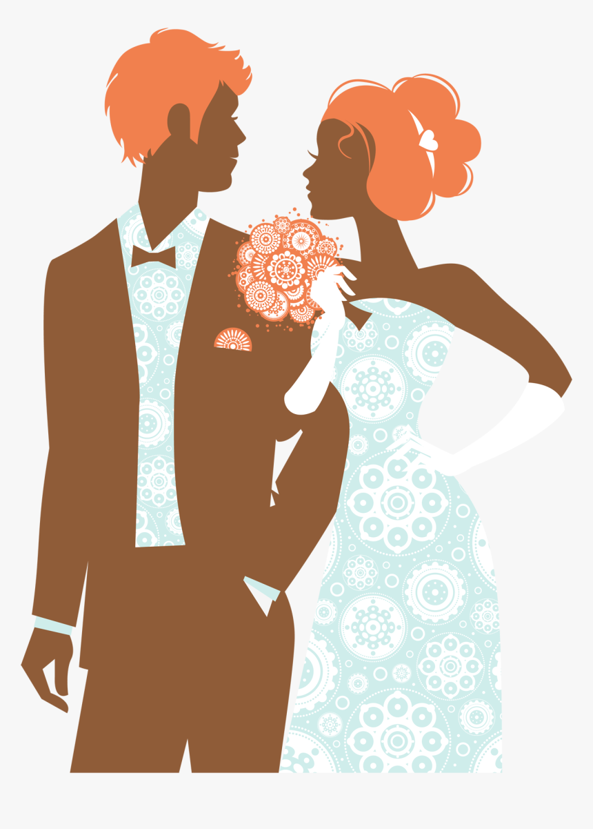 Wedding Invitation Hand Drawn Silhouette Bride And - Wedding, HD Png Download, Free Download