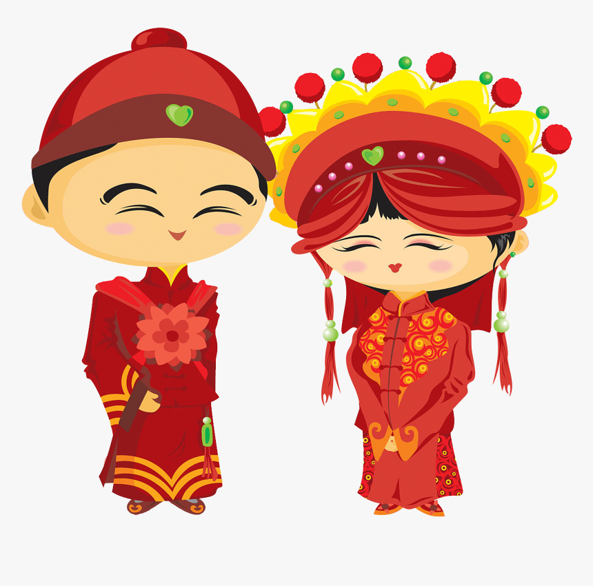 Wedding Bridegroom Chinese Marriage Illustration Smiling - Chinese Marriage Hd Cartoons, HD Png Download, Free Download