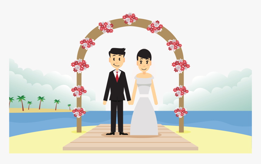 Bridegroom Invitation Scene Illustration Wedding Free - Wedding Scene Cartoon, HD Png Download, Free Download