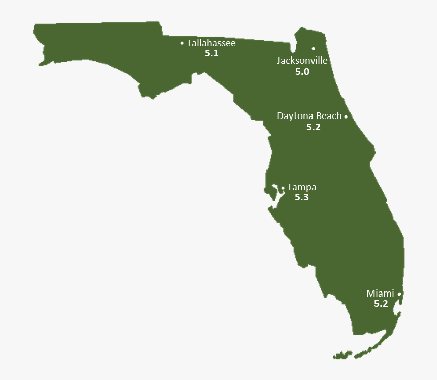 Florida Sun Light Hours Map - State Of Florida, HD Png Download, Free Download