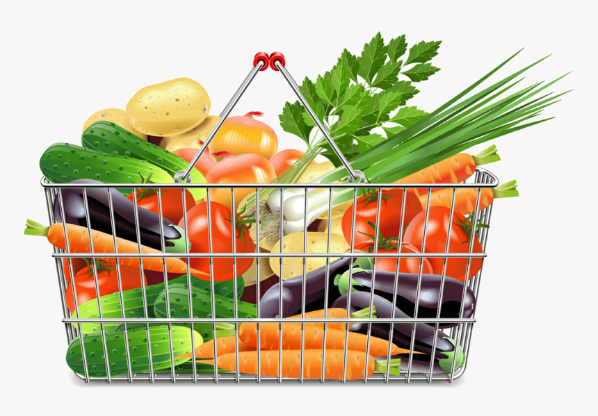 Supermarket Shopping Cart Clip - Shopping Cart Vegetables Png, Transparent Png, Free Download