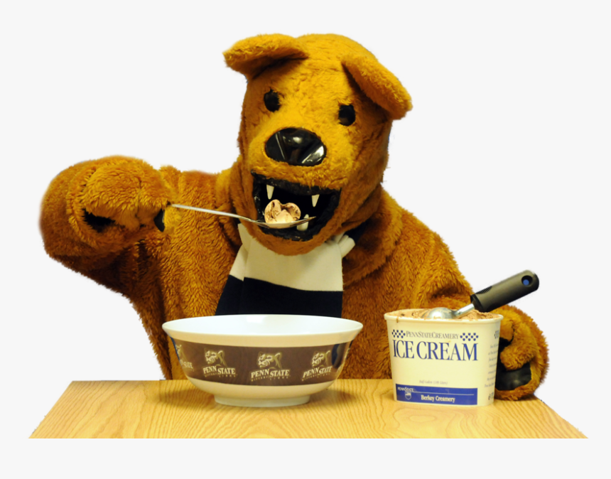 The Nittany Lion Mascot Digs In To A Bowl Of Berkey - Nittany Lion Ice Cream, HD Png Download, Free Download