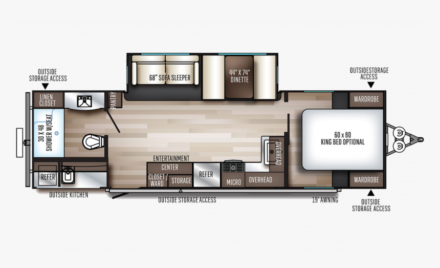 2020 Solaire Ultra Lite 258rbss Floor Plan Img - 2020 Palomino Solaire Rear Bath Travel Trailer, HD Png Download, Free Download