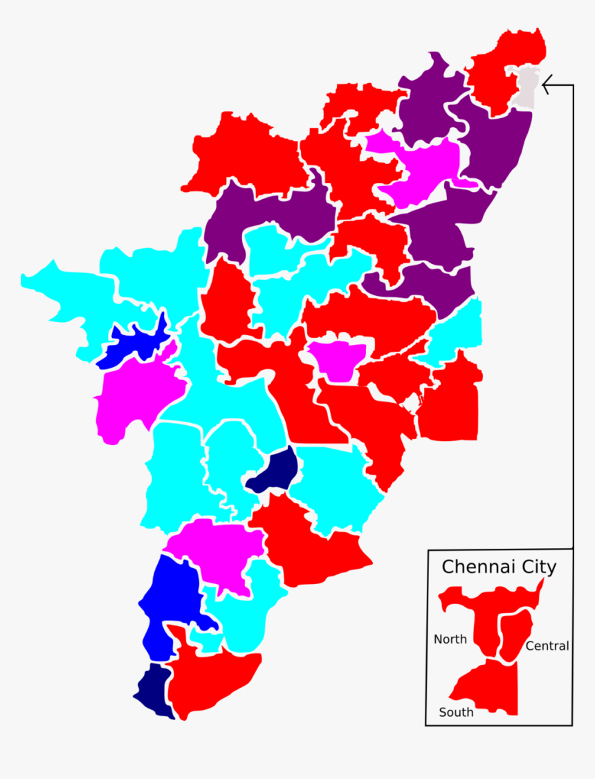 2004 Tamil Nadu Lok Sabha Election Map By Parties - 2004 Tamil Nadu Lok Sabha Election Results, HD Png Download, Free Download