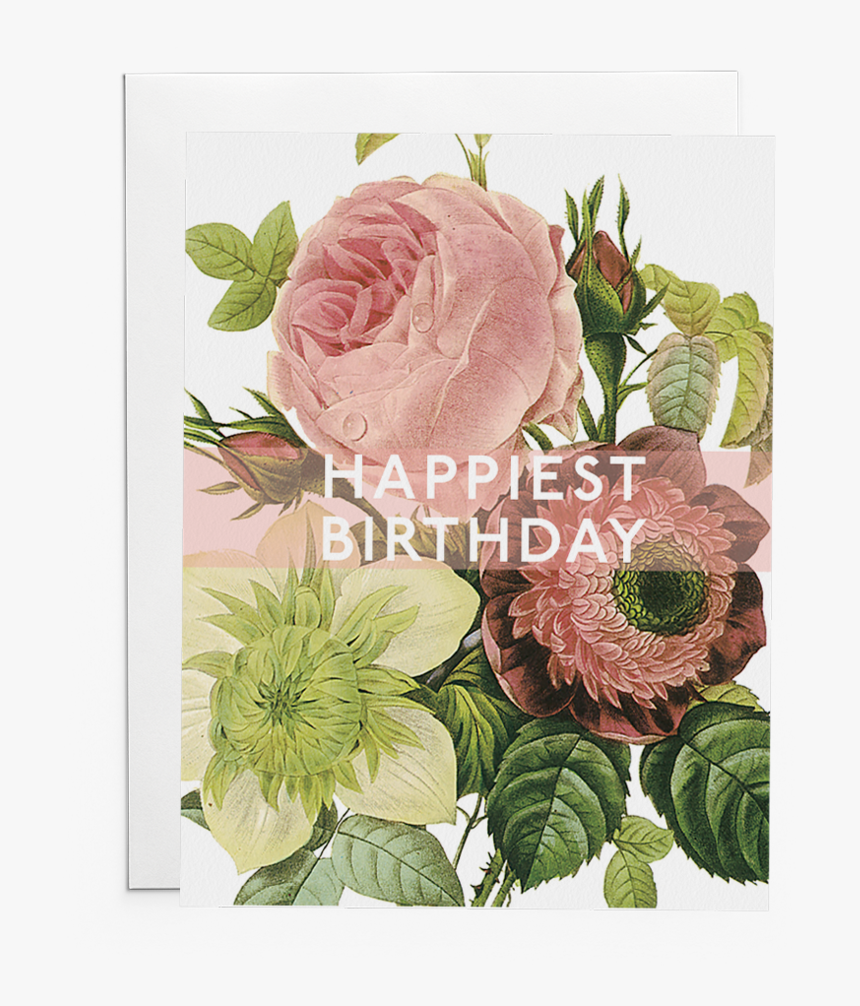 Happiest Birthday Greeting Card - Flowers Illustration Vintage, HD Png Download, Free Download