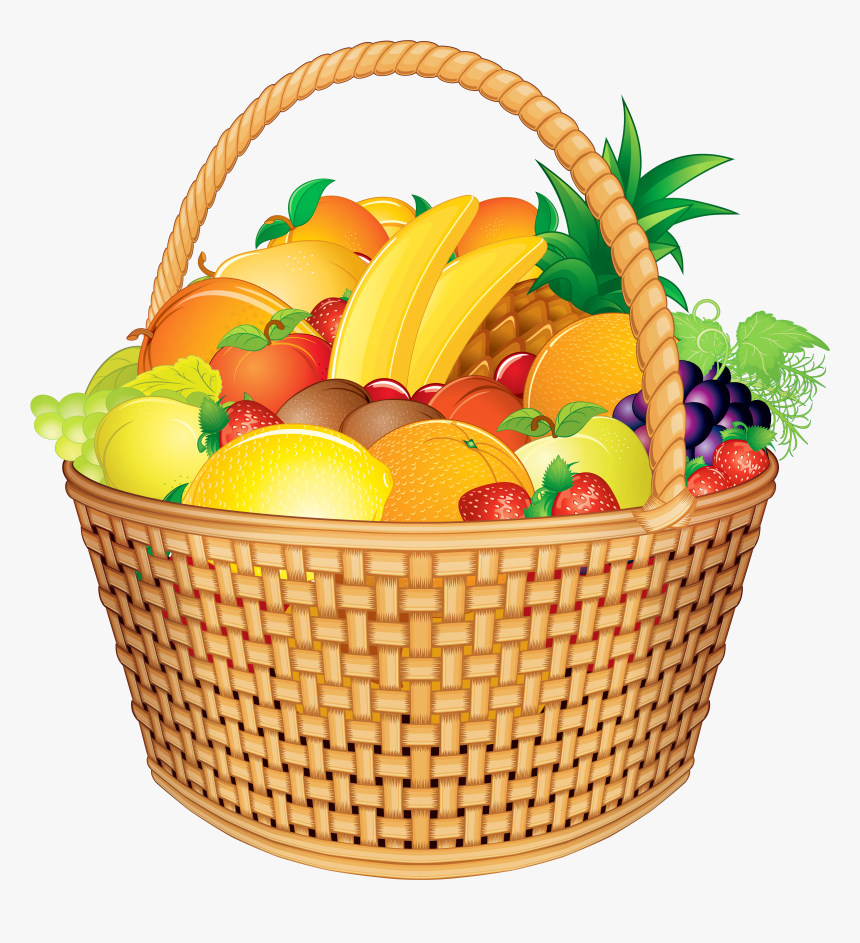 Transparent Basket Clip Art - Fruits In The Basket Clipart, HD Png Download, Free Download