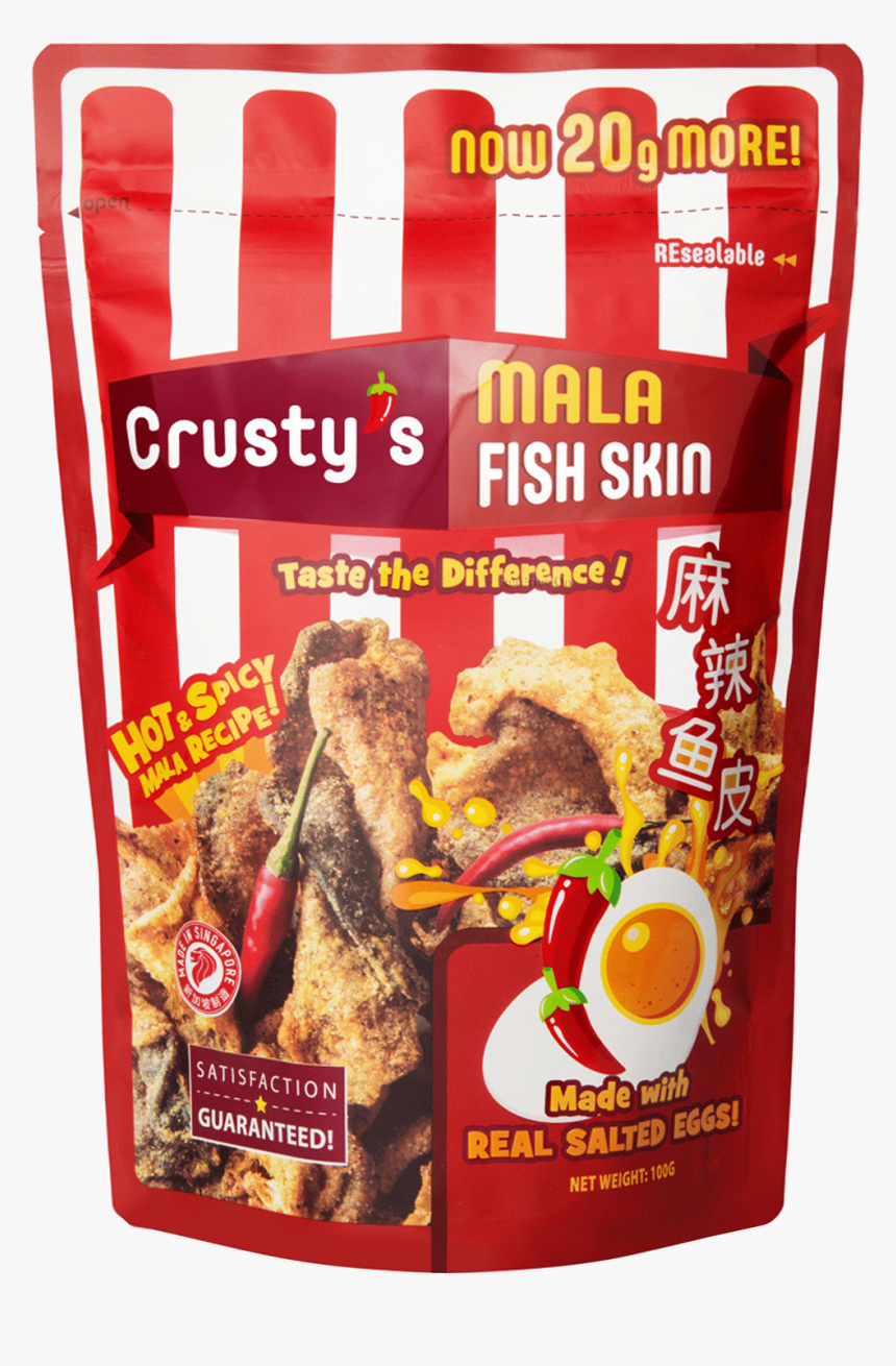 Crusty’s Spicy Mala Salted Egg Fish Skin - Crusty Salted Egg Fish Skin, HD Png Download, Free Download