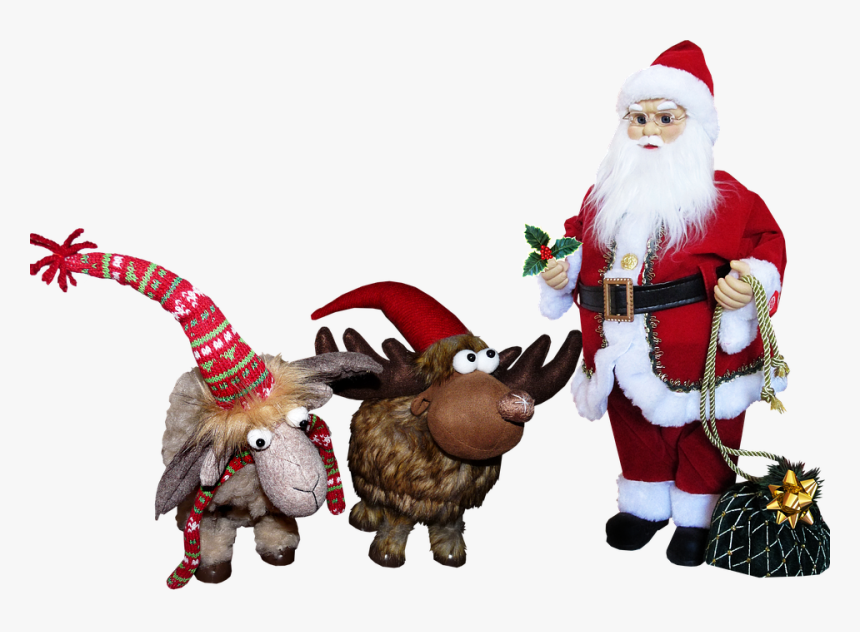 Santa, Reindeer, Christmas, Decoration - Дядо Коледа С Куче, HD Png Download, Free Download