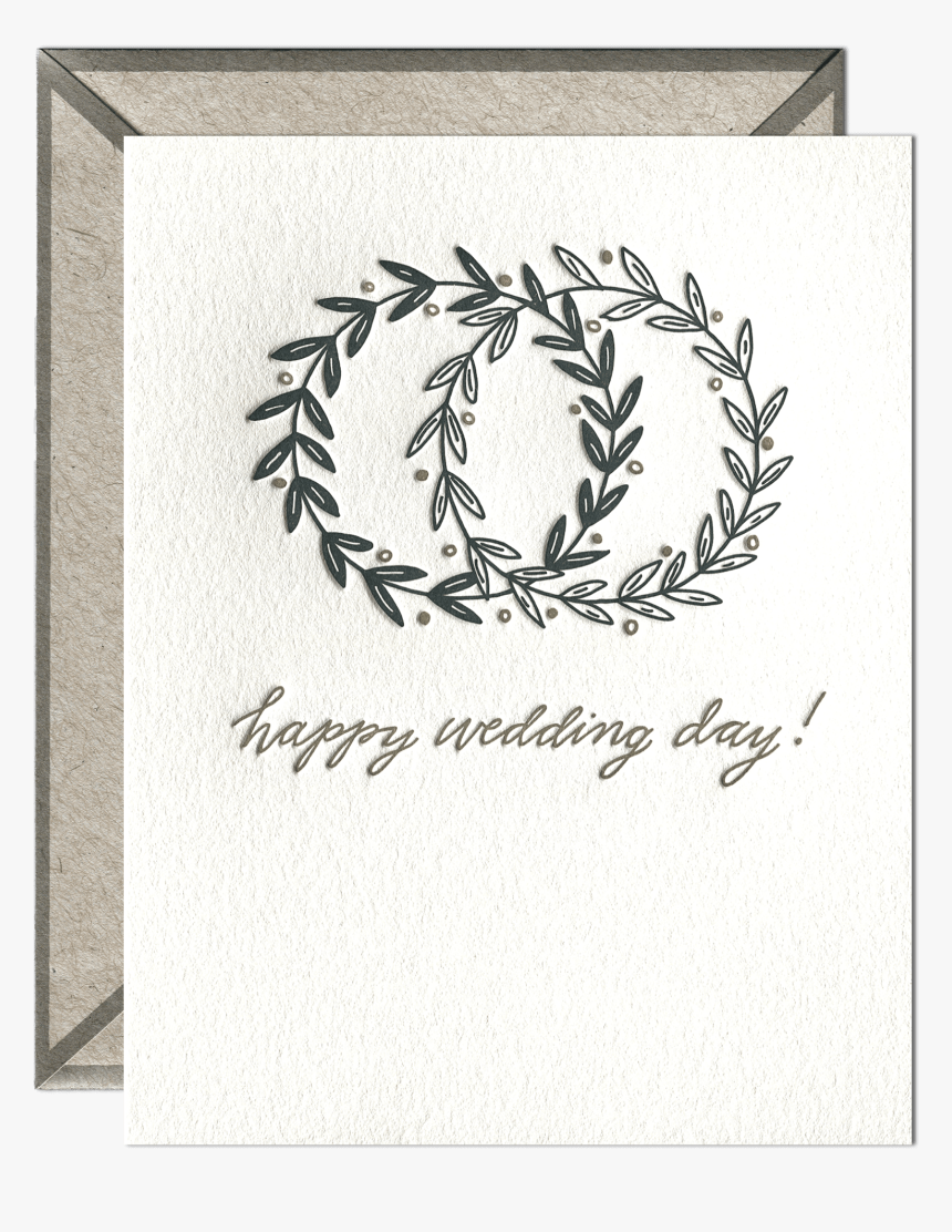 Happy Wedding Day Letterpress Greeting Card With Envelope - Handwritten Happy Birthday Card, HD Png Download, Free Download