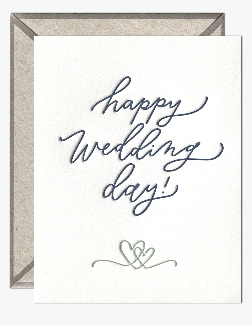 Happy Wedding Day Script Letterpress Greeting Card - Handwritten Happy Birthday Card, HD Png Download, Free Download