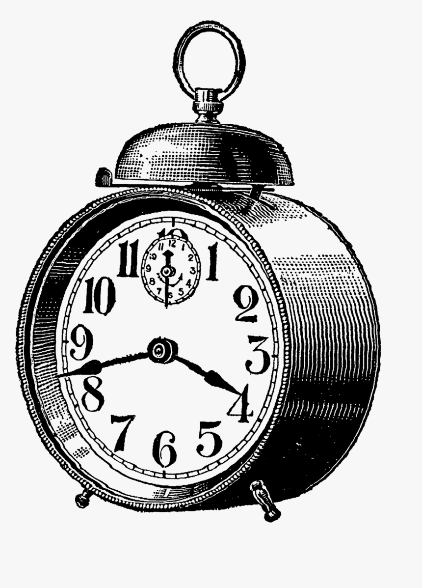 Watch Clipart Timepiece - Vintage Alarm Clock Illustration, HD Png Download, Free Download