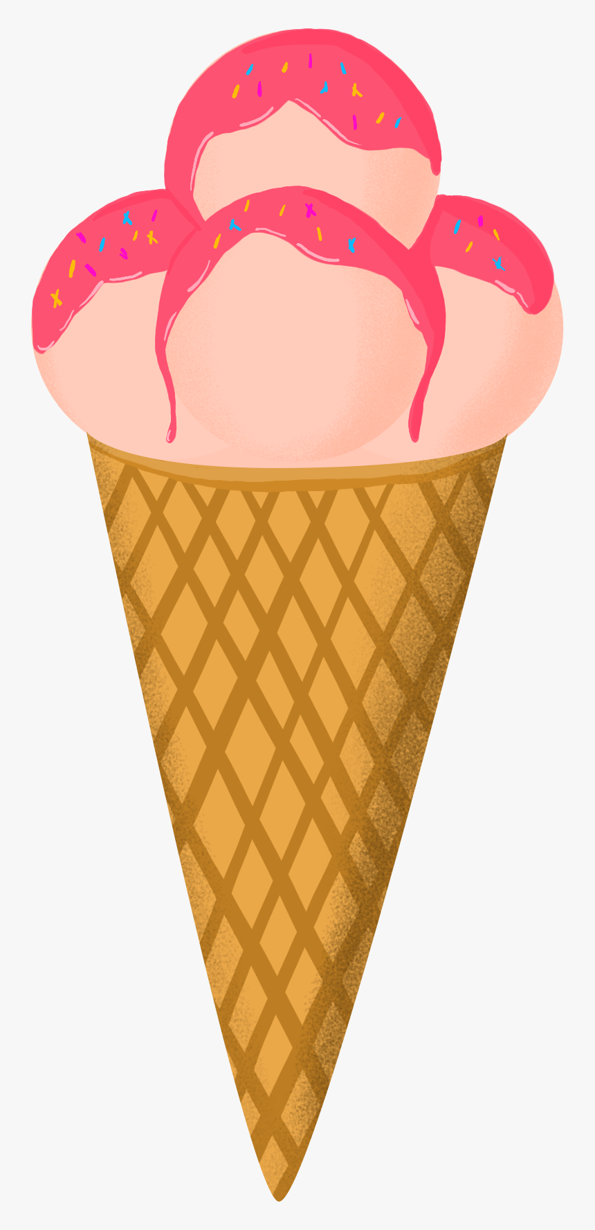 Strawberry Ice Cream Png - Ice Cream Cone, Transparent Png, Free Download