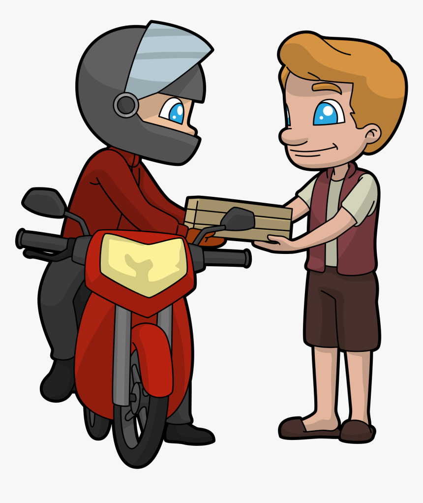 Cartoon Delivery Guy In A Motorbike Clipart , Png Download - Clip Art, Transparent Png, Free Download