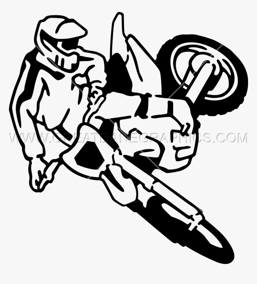 Dirt Bike Rider - Dirt Bike Clip Art Black And White, HD Png Download, Free Download