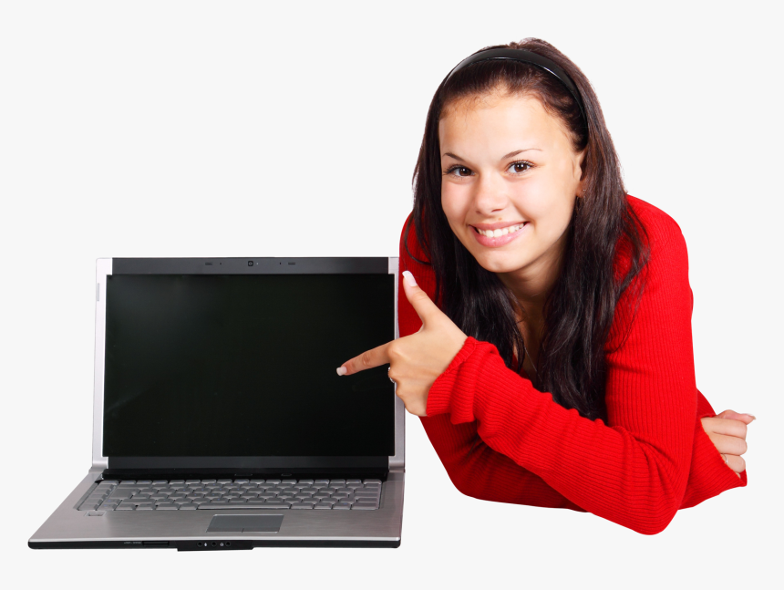 Young Girl With Laptop Transparent Png Image - Woman Using Laptop Png, Png Download, Free Download