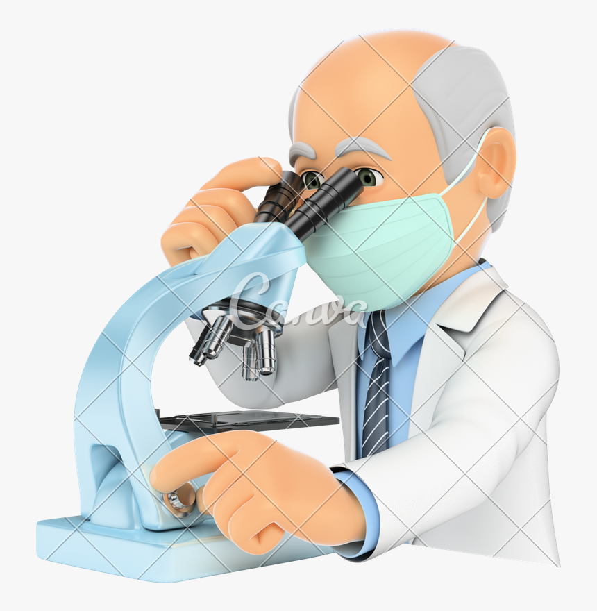 Clip Art D Doctor Investigator - Scientists Looking Through Microscope Cartoon Transparent, HD Png Download, Free Download