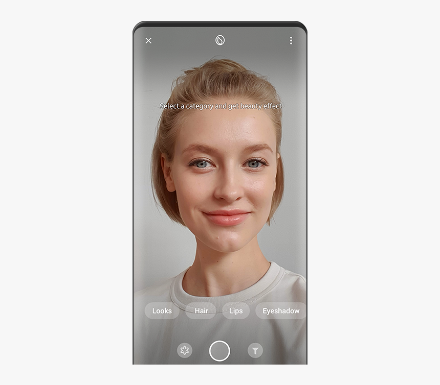 Showing A Woman Before Using Beauty Effect With Bixby - Smartphone, HD Png Download, Free Download