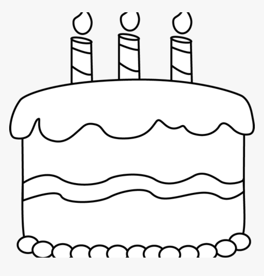 Birthday Clipart Black And White Free Black And White - Cake Clipart Outline, HD Png Download, Free Download