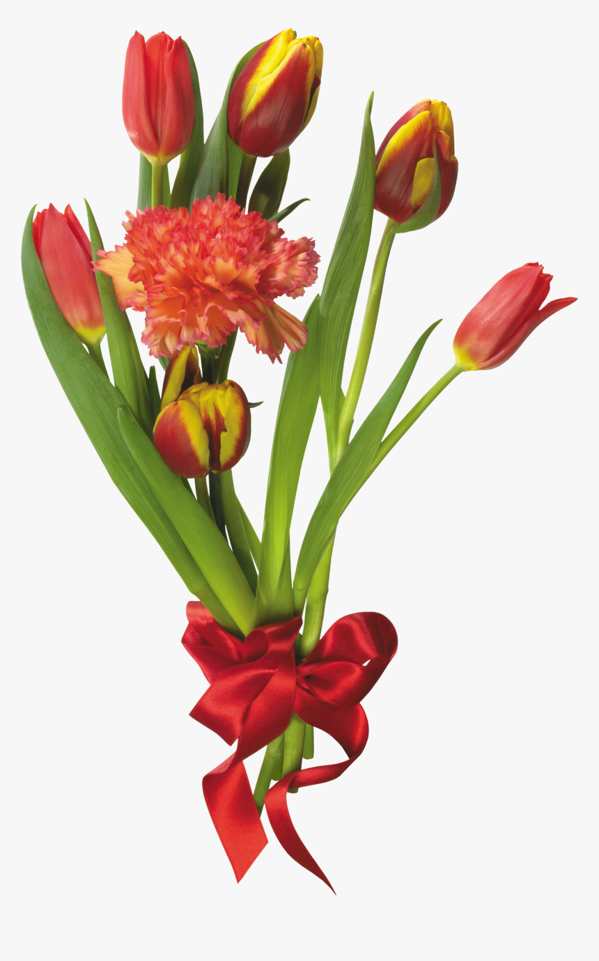 Free Download Of Bouquet Of Flowers Png Clipart - Bouquet Red Tulip Flowers Png Transparent, Png Download, Free Download