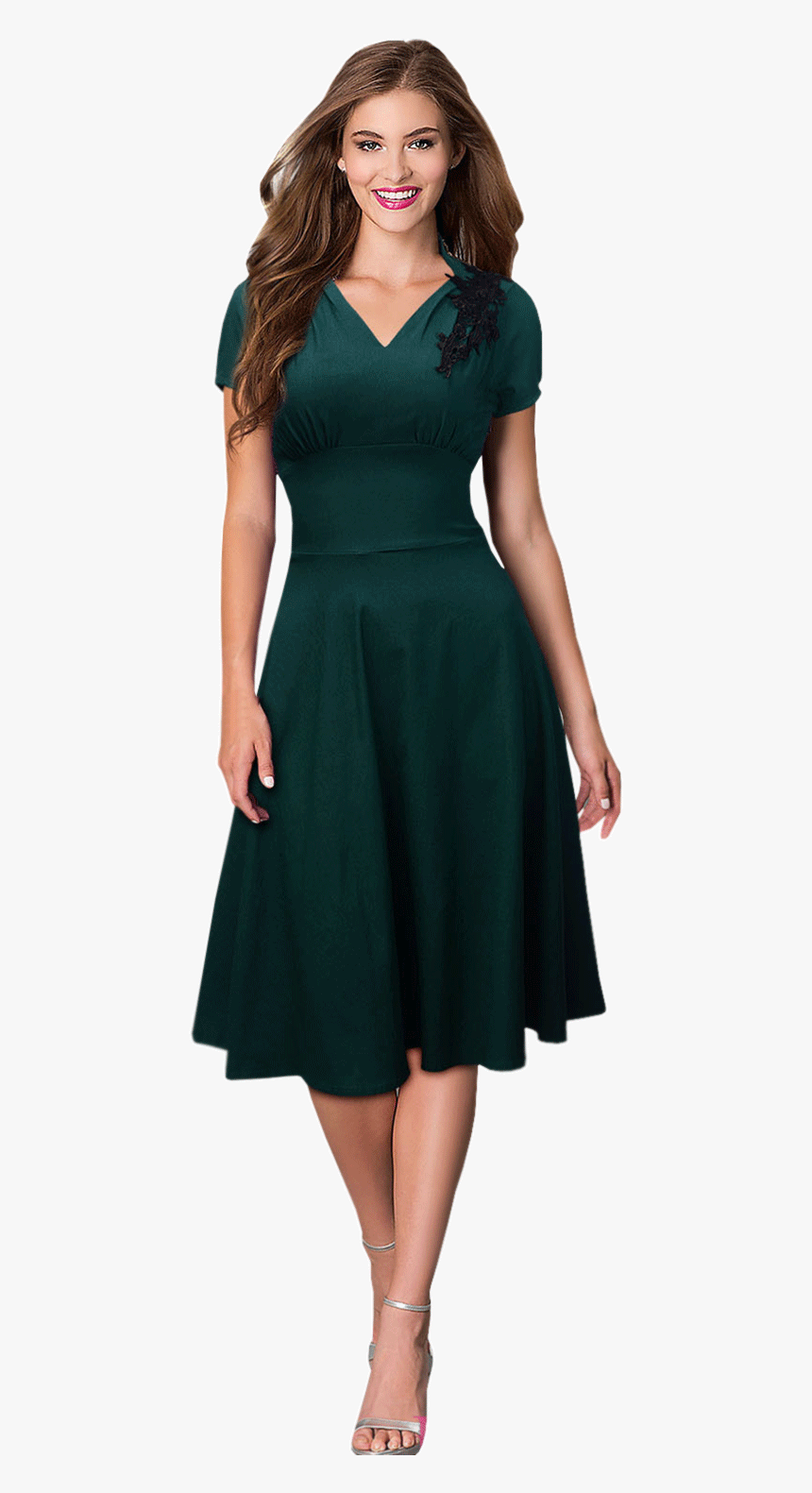 Short Sleeve Dress Green, HD Png Download, Free Download