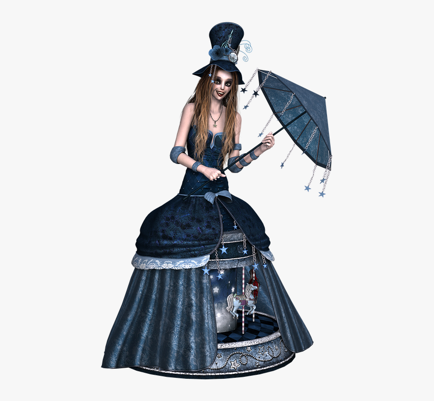 Girl, Dress, Steampunk, Umbrella, Laugh, Standing, - Victorian Steampunk Umbrella, HD Png Download, Free Download